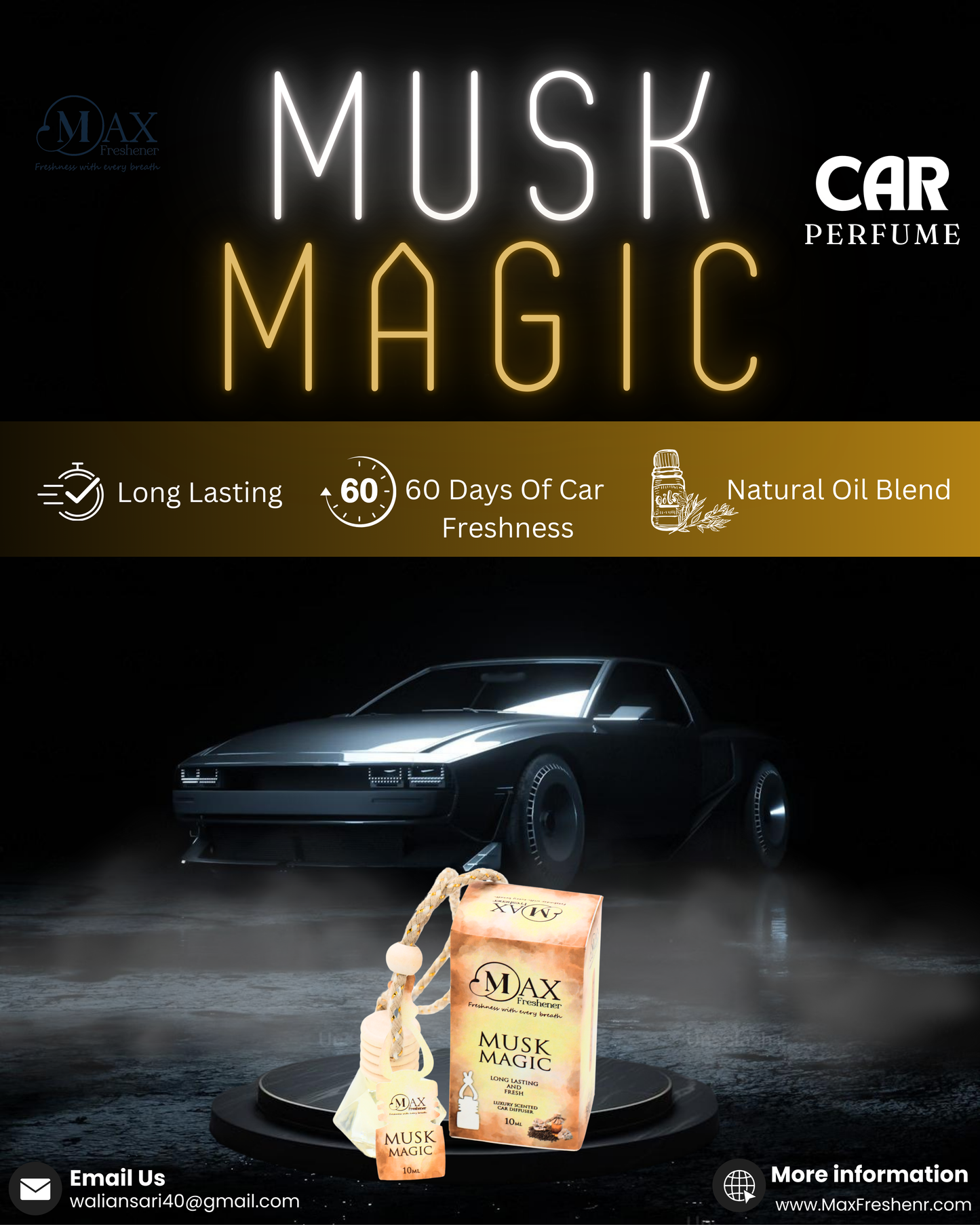 Musk Magic Hanging Car Perfume | Best Amber-Musk Freshener